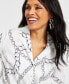 Women's Satin Chain-Print Tie-Front Blouse, Created for Macy's