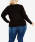 ფოტო #2 პროდუქტის Plus Size Cold Shoulder Round Neck Sweater