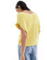 ASOS DESIGN tipped v neck tank in twist yarn in yellow Желтый, XS - EU 32-34 - фото #2