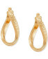 ფოტო #3 პროდუქტის Textured Curved Oval Hoop Earrings in 10k Gold