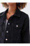 LCW Vision Gömlek Yaka Düz Uzun Kollu Kadın Jean Ceket