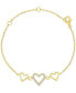 ფოტო #1 პროდუქტის Children's Cubic Zirconia & Polished Triple Heart Chain Link Bracelet