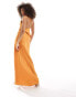 ASOS DESIGN satin textured overlay maxi dress with open back detail in orange