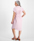 ფოტო #4 პროდუქტის Petite Crinkled Cotton Camp Shirt Dress, Created for Macy's