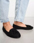 New Look suedette fringe loafer in black Розовый, 37 - фото #3