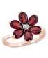 ფოტო #1 პროდუქტის Garnet and Diamond Accent Floral Ring