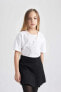 Kız Çocuk T-shirt Beyaz B6852a8/wt34