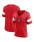 ფოტო #4 პროდუქტის Women's Heather Red Georgia Bulldogs Plus Size Arched City Sleeve Stripe V-Neck T-shirt