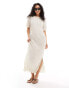 Фото #1 товара YAS plisse t-shirt maxi dress in cream - CREAM