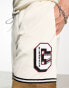 Фото #3 товара ASOS DESIGN oversized shorts in ecru towelling colour block with collegiate badging