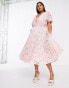 Фото #8 товара ASOS DESIGN Curve exclusive lace pleated midi dress with tie detail in blush