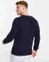 Polo Ralph Lauren icon logo roving cotton cable knit jumper in navy Синий, S - Chest 35-37 - фото #2