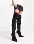 Фото #2 товара Truffle Collection Wide Fit over the knee stilletto sock boots in black