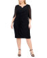 Фото #1 товара Plus Size Sheer-Sleeve Chain-Detail Sheath Dress