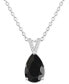 Фото #1 товара Labradorite & Diamond Accent Pear 18" Pendant Necklace in Sterling Silver (Also in Onyx)