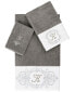 Фото #2 товара Textiles Turkish Cotton Monica Embellished Towel 3 Piece Set - Dark Gray