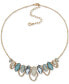 Фото #1 товара Anne Klein gold-Tone Blue Multi Petal Frontal Necklace, 16" + 3" extender