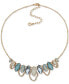 ფოტო #1 პროდუქტის Gold-Tone Blue Multi Petal Frontal Necklace, 16" + 3" extender