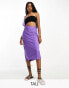 Фото #1 товара Lola May Tall satin midi skirt in purple