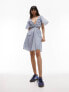 Topshop cut out detail mini dress in blue and white stripe