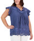 ფოტო #1 პროდუქტის Plus Size Eyelet Split-Neck Blouse, Created for Macy's