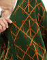 Фото #3 товара ASOS DESIGN relaxed knitted cardigan in green geometric design