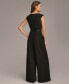 Women's Cowlneck Cap-Sleeve Belted Jumpsuit