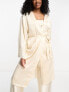 Фото #4 товара ASOS DESIGN premium satin embroidered midi robe in cream