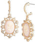 Gold-Tone Crystal & Imitation Pearl Flower Cameo Drop Earrings