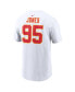 Фото #3 товара Men's Chris Jones White Kansas City Chiefs Super Bowl LVIII Patch Name and Number T-shirt