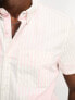 Фото #2 товара Hollister icon logo pocket patchwork stripes short sleeve shirt in pink