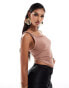 Фото #4 товара ASOS DESIGN twist shoulder asymmetric top in brown