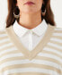 ფოტო #3 პროდუქტის Plus Size Striped Layered Long Sleeve Sweater