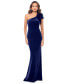 ფოტო #1 პროდუქტის Women's Asymmetric Ruffled Sleeveless Velvet Gown