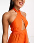 Vero Moda cross over halterneck beach maxi dress in bright orange