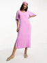 Фото #1 товара Повседневное платье Pieces – длинное розовое платье с V-образным вырезом