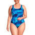 Фото #7 товара Plus Size Chlorine Resistant High Leg Soft Cup Tugless Sporty One Piece Swimsuit