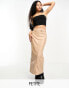 Фото #1 товара River Island Petite tailored column PU midi skirt in brown