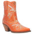 Dingo Primrose Embroidered Floral Snip Toe Cowboy Booties Womens Orange Casual B