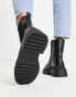 New Look flat high ankle chunky chelsea boot in black