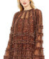 ფოტო #5 პროდუქტის Women's Floral Print Long Flare Sleeve Mesh A-Line Dress