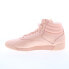 Reebok Freestyle Hi Womens Orange Leather Lace Up Lifestyle Sneakers Shoes