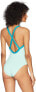 Splendid Women's 243647 Color Block One Piece Aqua Swimsuit Size S