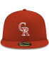 Фото #3 товара Men's Red Colorado Rockies Logo White 59Fifty Fitted Hat