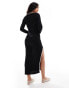 Vero Moda rib jersey maxi dress with contrast tipping in black