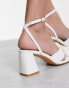 Фото #4 товара Glamorous mid heel sandals with bow in white