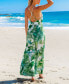 Фото #3 товара Women's Tropical Plunging Sleeveless Wide Leg Jumpsuit