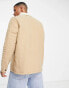 Threadbare borg lined overshirt shacket in camel