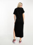 COLLUSION slinky maxi t-shirt dress in black