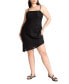 Фото #1 товара Plus Size Cowl Back Cover Up Mini Dress - 22, Black